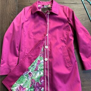 Small Coach Fuchsia Trench Coat with Floral Lining